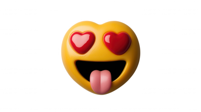 Playful and Fun Emoji with Heart Eyes and Sticking Out Tongue, Represents Love, Joy, and Playfulness in Communication, Perfect for Social Media and Creative Projects