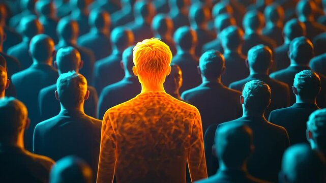 Unique Individual Standing Out in Crowd Leadership Difference Success People