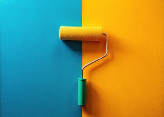 Obraz premium Minimalist Paint Roller Line Inverted Abstract Art Photography, Modern Home Decor, Geometric Wall Design