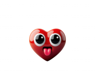Playful Heart Emoji with Big Eyes and Sticking Out Tongue, Perfect for Expressing Love, Fun, and Joyful Emotions in Digital Communication