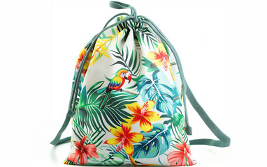 Tropical Themed Drawstring Backpack on white background.PNG