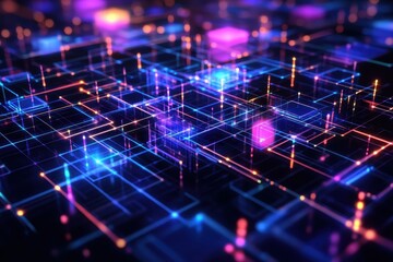 Obraz premium Abstract digital network, glowing lines and nodes. (10)