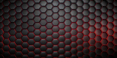 Abstract Grid Pattern with Red Glowing Hexagon Edges