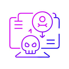 Minimalist cyber threat icon with skull and document outline. Perfect for content about cybersecurity, data protection, and digital threats. Symbol of danger, viruses, and data breaches