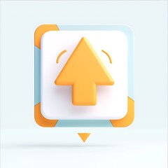3D Icon of Arrow Signifying Upward Direction on Light Background