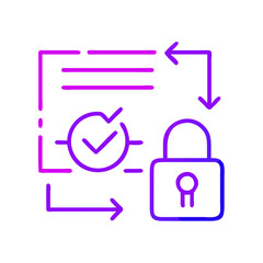 Minimalist cybersecurity standards icon with lock and arrows. Perfect for content about cybersecurity, data protection, and digital threats. Symbol of danger, viruses, and data breaches