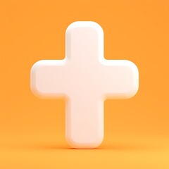 Obraz premium Stylish White Plus Sign on Vibrant Orange Background for Design Use