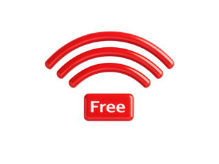 Red Wi-Fi Signal Icon with a Free Label for Digital Connectivity and Online Access in Modern Technology and s