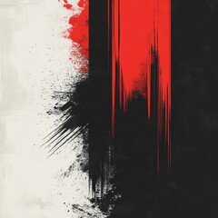 Black and white painting with red splatters