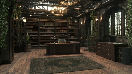 Creating a dedicated home office space in an industrial interior design setting maximizing productivity and style