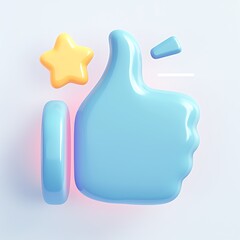 Colorful 3D Like Button and Star Icon with Soft Gradient Background