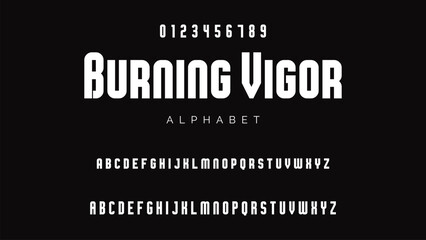 Abstract modern sans serif alphabet font.