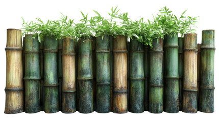 Bomboo fence isolated on white background 