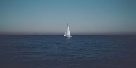 Fototapeta premium Solitary Sailboat on Calm Ocean Serenity Travel Freedom
