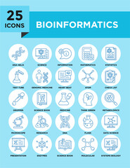Bioinformatics icon collection set. Containing design dna, technology, bioinformatics, biology, molecular, research, science	