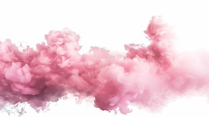 Fototapeta premium Delicate Pink Ink Clouds against a Pure White Background