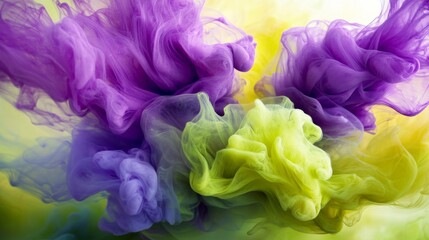 Fototapeta premium Abstract Swirling Purple and Yellow Ink Clouds