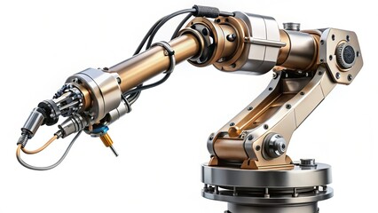 Robot Bird's Eye View Clipping Path: High-Resolution Industrial Robotic Arm Image