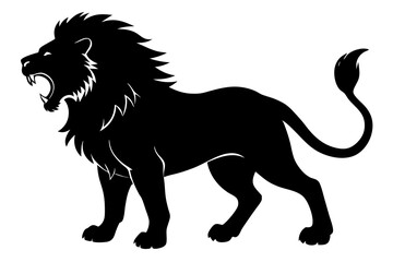 Obraz premium A lion roaring flat vector style silhouette illustration on white background