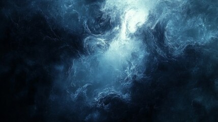 Obraz premium Abstract swirling dark blue ethereal nebula cosmic art