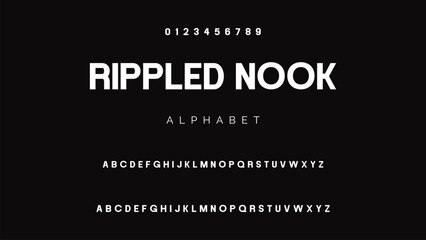 Abstract modern sans serif alphabet font.