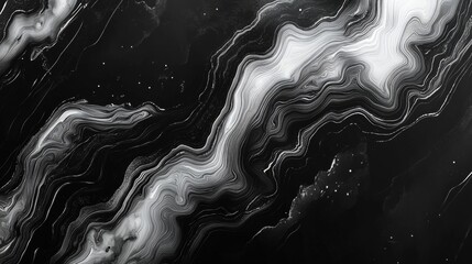 Abstract Black And White Swirling Paint Design