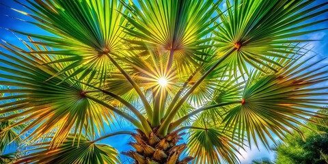 South Carolina Palmetto Palm Crown - Sunny Day Close-up