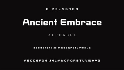 Abstract modern sans serif alphabet font.
