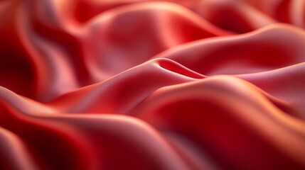 Obraz premium A close-up view of smooth, flowing red fabric, showcasing its rich texture and vibrant color.