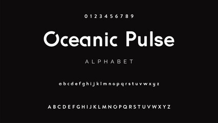Abstract modern sans serif alphabet font.