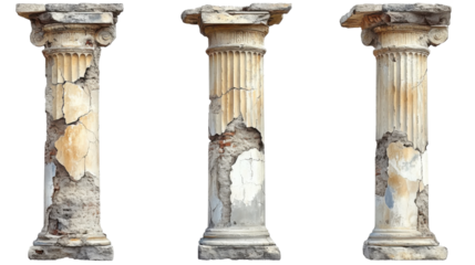 ancient greek column isolated on white background 