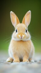 Obraz premium A cute, fluffy rabbit sitting calmly with a soft background.