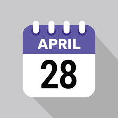 28 april calender icon text page monthly web design.