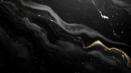Abstract Black Gold And Grey Swirling Marble Texture
