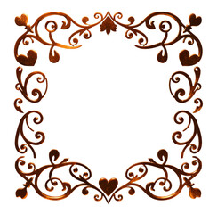 Reflective brown heart design element on transparent background 