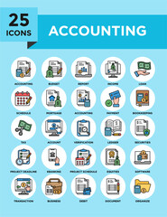 Accounting and Finance icon collection set. Containing design finance, accounting, analysis, business, financial, corporate