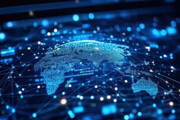 Global network connection, digital world map. (30)