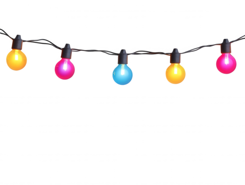 Colorful LED String Lights Displaying Vibrant Brightness for Festive Atmosphere, Party Decoration, Outdoor Events, and Celebratory Gatherings