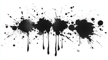 Abstract Black Ink Splatter Design on White Background
