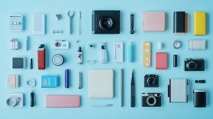 Display of various product stock photos arranged neatly on a clean, professional background.