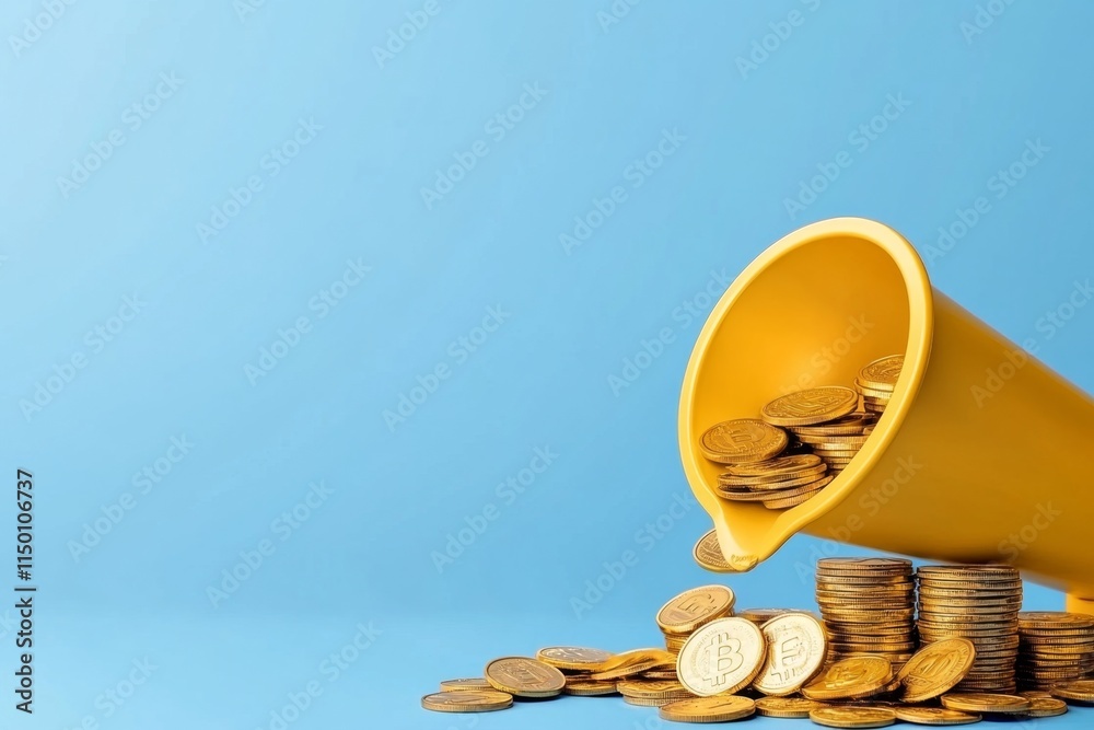 Poster A clean design of an abstract funnel leading into a stack of coins, symbolizing profit flow