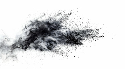 Dramatic Black Powder Explosion Against White Background