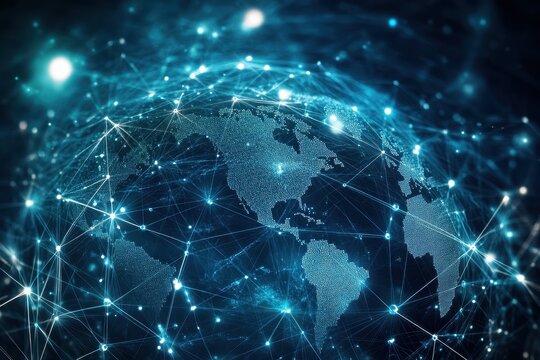 Global network connection, digital world map. (16) - Powered by Adobe