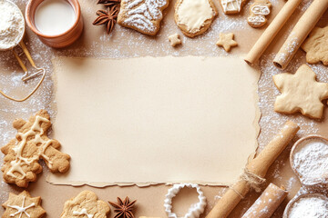 A brown blank cookie flyer template background for greeting invitation