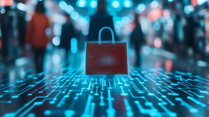 Future consumers experiencing innovation, featuring AI-driven shopping assistants, personalized services, and immersive technology enhancing user experiences, reshaping retail, and personalizing