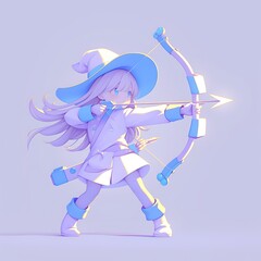 Animated Character with Bow and Arrow in Fantasy Style