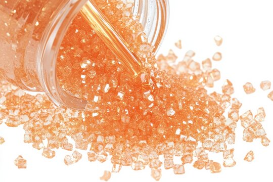 Close-Up of Orange Sugar Granules Spilling from Jar
