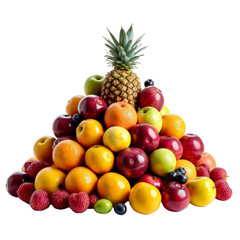 Colorful fruit pyramid with pineapple on top