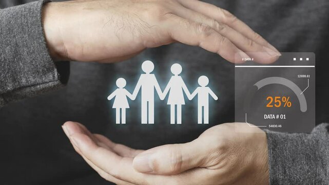Hand protecting paper cut family figure , Health care and insurance for Protecting Family , concept for security and Medical care