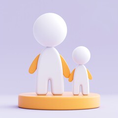 Cute 3D Character Figures with Minimalist Design and Soft Colors